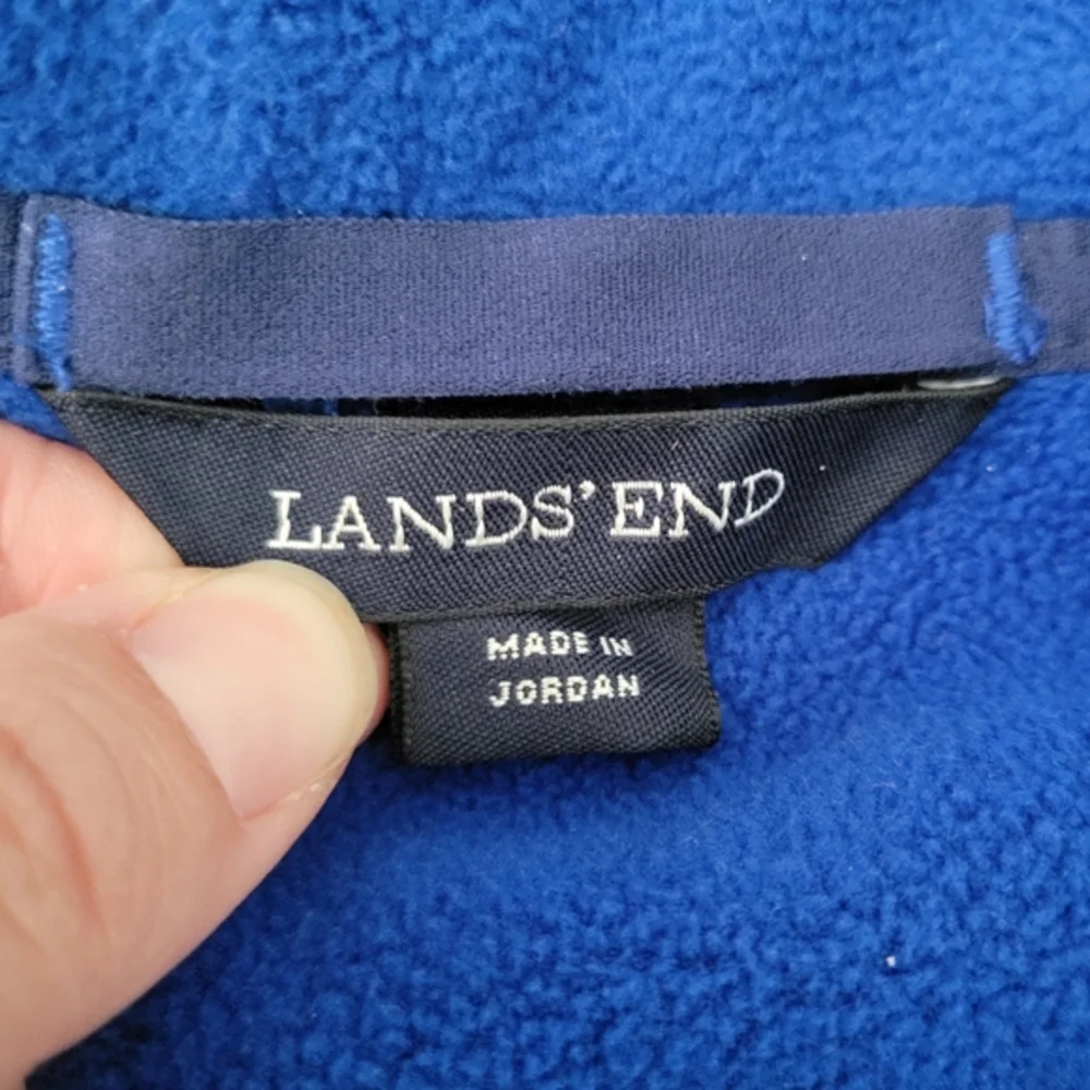 Lands‎ End Boys Fleece Quarter Zip Pullover Sz M Solid Royal Blue Outdoor Winter
